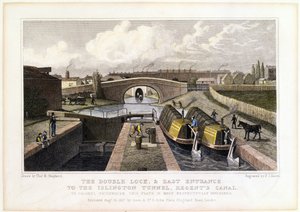 Dobbeltslusen og østindgangen til Islington-tunnelen, Regents Canal, 1827