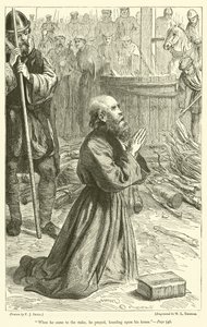 Da han kom til staven, bad han og knælede på sine knæ af Frederick John Skill