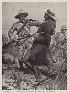 Kaptajn Madocks kæmper med boerlederen (litho) af Frederick Judd Waugh