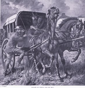 Escape of Steyn and De Wit, illustration fra After Pretoria: The Guerilla War, 1902 af Frederick Judd Waugh