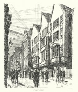 London: Fetter Lane (farvelitografi) af Frederick Landseer Maur Griggs