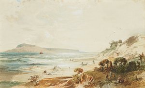 Udsigt over Portland og Sandsfoot Castle, Dorset (akvarel)