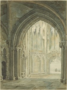 Interiør af North Porch of St Mary Redcliffe af Frederick Mackenzie