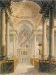 Interiør af Church of St Stephen Walbrook, City of London, 1810