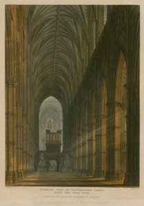 Indvendig udsigt af Westminster Abbey, London, fra West Gate af Frederick Mackenzie