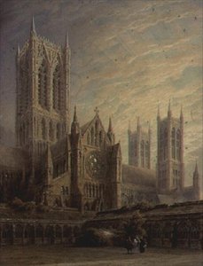 Lincoln Cathedral fra Cloisters, 1800-tallet af Frederick Mackenzie