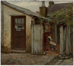 Pige med fugl på King Street bageriet, 1886