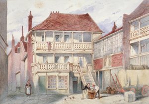 Udsigt over French Horn Tavern, Holborn, London, 1840
