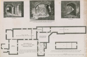 Grundplan og udsigt over hvælvingerne i Crosby Hall, Bishopsgate Street