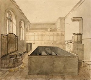 The Chapel, Newgate Prison (akvarel) af Frederick Nash