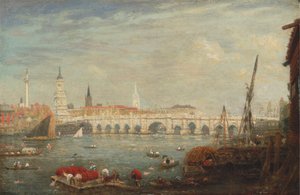 Monumentet og London Bridge af Frederick Nash