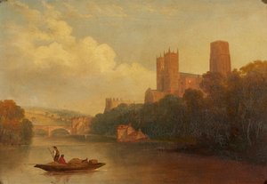 Durham from the River (olie på lærred) af Frederick Richard (manner of) Lee