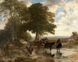 Markedsvogn ved en bæk, 1845
