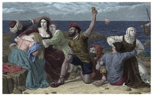 Pirates of the Mediterranee Sea Play Prisoners at the Illustration af Frederick Richard Pickersgill (1820-1900) 1869