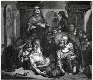 Begravelsen af Harold i Waltham Abbey, 1847 af Frederick Richard Pickersgill