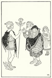 Midas opfattede figuren af en fremmed, der stod i rummet (litho) af Frederick Richardson