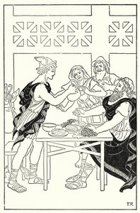 Quicksilver fortsatte med at fylde skålene fra kanden, der skulle være tom (litho) af Frederick Richardson