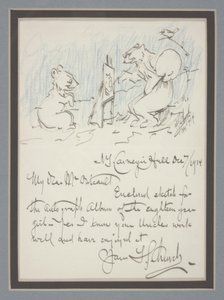 Autografbrev med skitse af Frederick Stuart Church