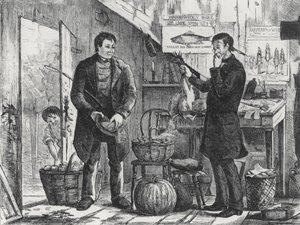 En landmand, der betaler sit abonnement på den lokale avis i naturalier af Frederick Stuart after Church
