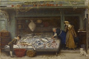 En fiskehandlerbutik, 1873 (wc på papir)