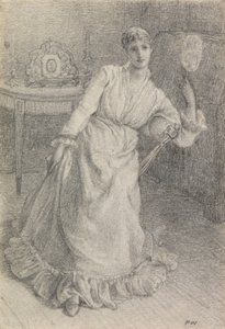 Miss Maria Ansdell (blyant på papir lagt på kort) af Frederick Walker
