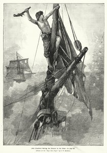 Jack Crawford Nailing the Colors to the Mast (gravering) af Frederick William (after) Burton