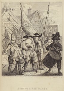 City Trained Bands: satire over de militser, der er forbundet med City of London og den panik, der blev skabt af Jacobite-oprøret i 1745 (gravering)
