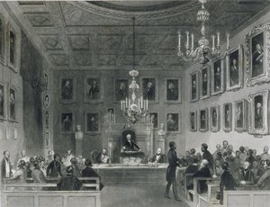 Udsigt fra Somerset House med et møde i Royal Antiquarian Society, ca. 1840