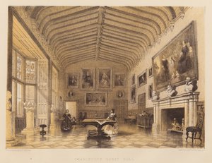 Charlecote Great Hall (akvatint) af Frederick William Hulme