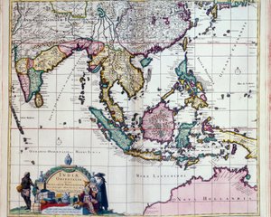 Geografi: kort over de Ostindien af Frederick de Witt (aktivt omkring 1650) 1600-tallets Paris, B.N. af Frederick de Wit
