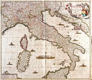 Kort over Italien, Korsika og Sardinien (radering af Frederick de Wit