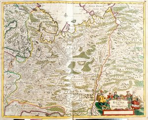 Kort over Rusland, omkring Moskva by (radering af Frederick de Wit
