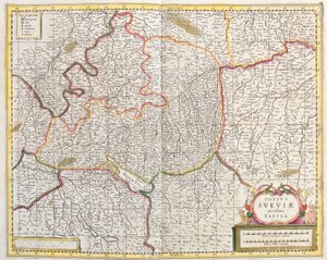 Kort over Schwaben (Tyskland) (radering af Frederick de Wit