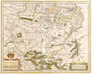 Kort over Thüringen (Tyskland) (radering af Frederick de Wit