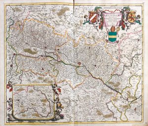 Kort over hertugdømmet Alsace (Frankrig) (radering af Frederick de Wit