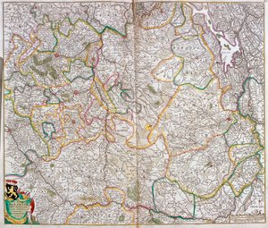 Kort over hertugdømmet Brabant (Belgien, Holland) (radering af Frederick de Wit