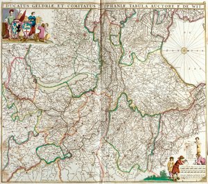 Kort over hertugen af Gelderland og greven af Zutphen (Tyskland) (radering af Frederick de Wit
