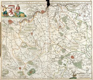 Kort over hertugdømmet Limburg (Belgien) (radering af Frederick de Wit