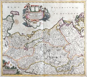 Kort over hertugdømmet Mecklenburg Schwerin (Tyskland) (radering af Frederick de Wit