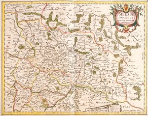 Kort over hertugdømmet Schlesien (Tyskland og Tjekkiet) (radering af Frederick de Wit