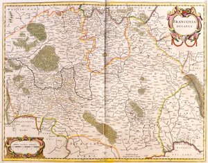Kort over hertugen af Franken (Tyskland) (radering af Frederick de Wit