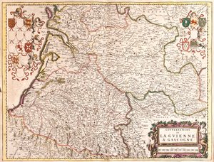 Kort over Guyenne og Gascognes regering (Frankrig) (radering af Frederick de Wit