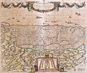 Kort over Det Hellige Land (Israel, Palæstina) (radering