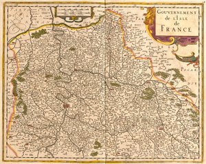 Kort over Ile de France (Frankrig) (radering af Frederick de Wit