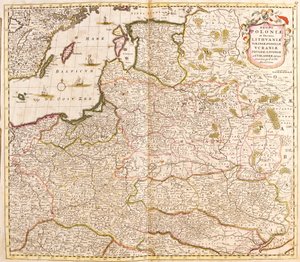 Kort over kongeriget Polen, hertugerne af Litauen og Livland (Letland) (baltiske lande) og Ukraine (radering