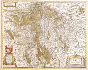 Kort over landgraven i Hessen (Tyskland) (radering af Frederick de Wit