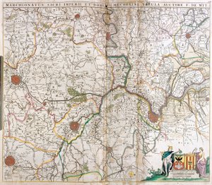 Kort over markisaterne i det hellige germanske rige og herredømmet Mechelen (Holland) (radering af Frederick de Wit