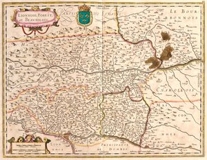 Kort over territorier Lyon og Beaujolais (Frankrig) (radering af Frederick de Wit
