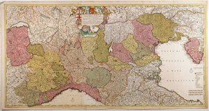Norditalien. Kort af Frederik de Wit, Amsterdam, Kobberstik. 1705 af Frederick de Wit