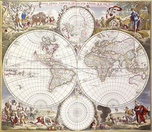 Verdenskort fra Atlas Major, ca. 1705